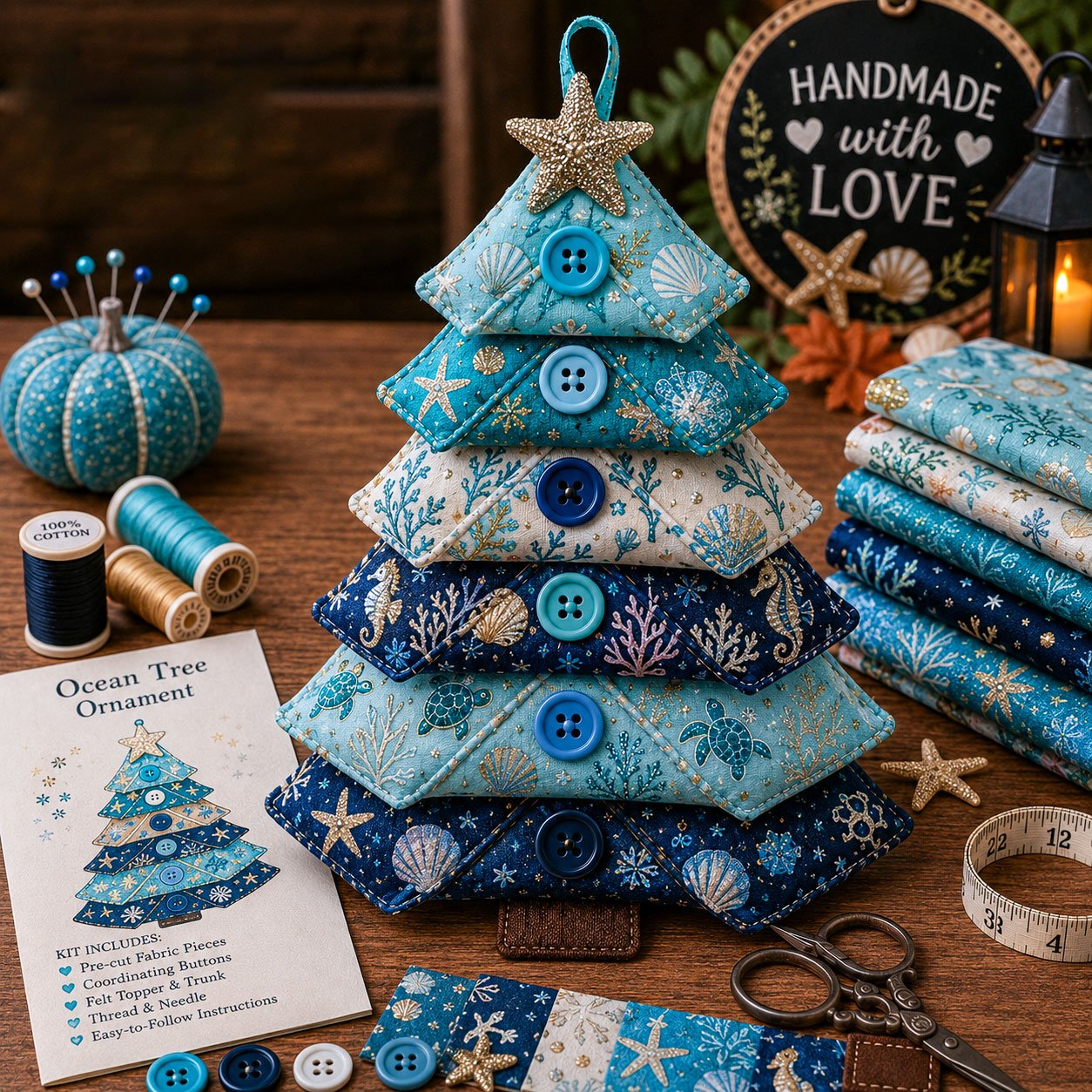 🎄LAST DAY 50% OFF ✨Layered Fabric Tree Ornament DIY Sewing Kit
