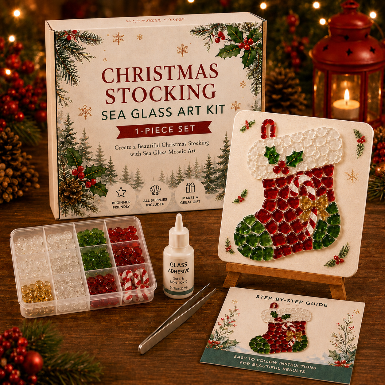 Christmas Sea Glass Art DIY Kit | Create Magical Holiday Memories Together