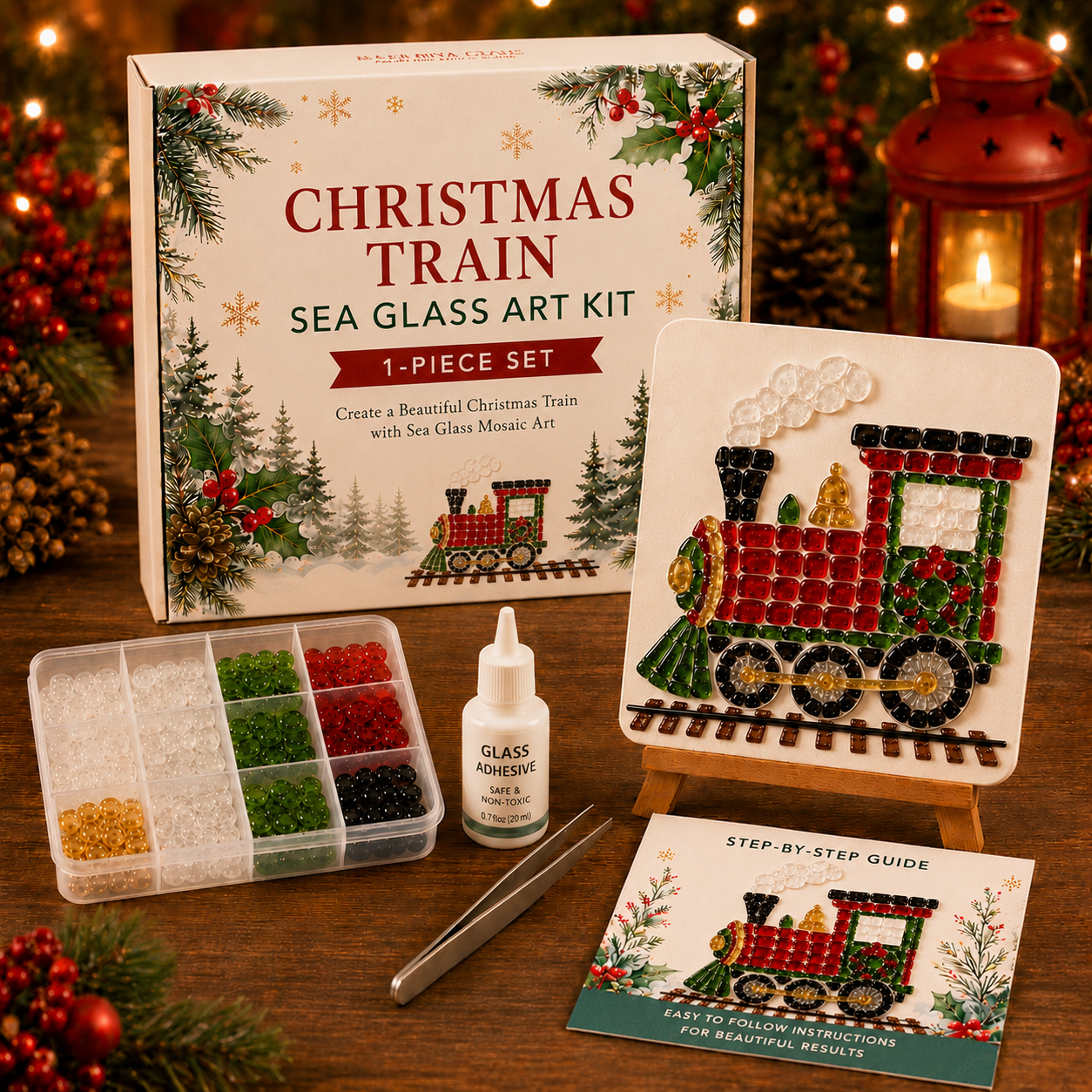 Christmas Sea Glass Art DIY Kit | Create Magical Holiday Memories Together