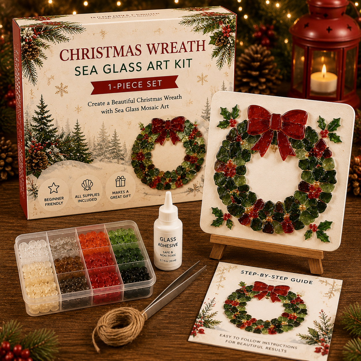 Christmas Sea Glass Art DIY Kit | Create Magical Holiday Memories Together