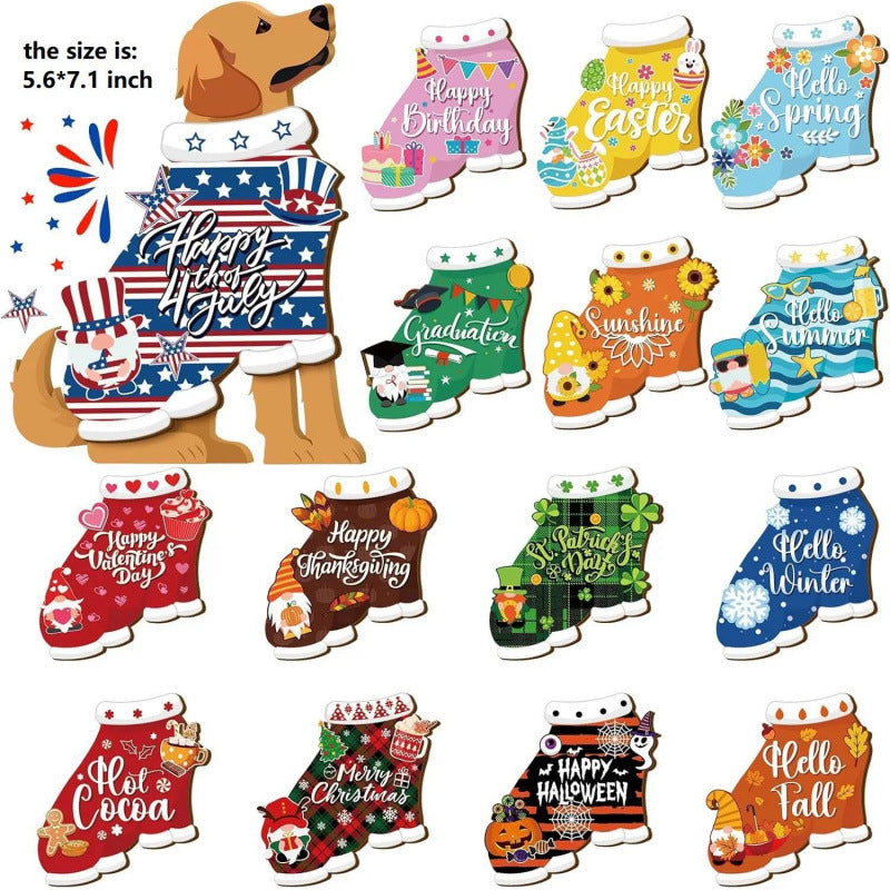 🐾LAST DAY 50% OFF - Interchangeable Seasonal Animal Wooden Decor Set