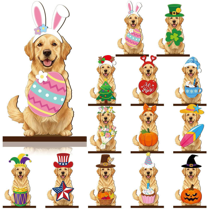 🐾LAST DAY 50% OFF - Interchangeable Seasonal Animal Wooden Decor Set