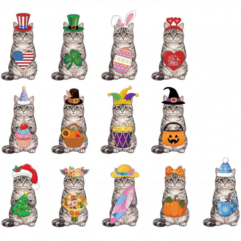 🐾LAST DAY 50% OFF - Interchangeable Seasonal Animal Wooden Decor Set