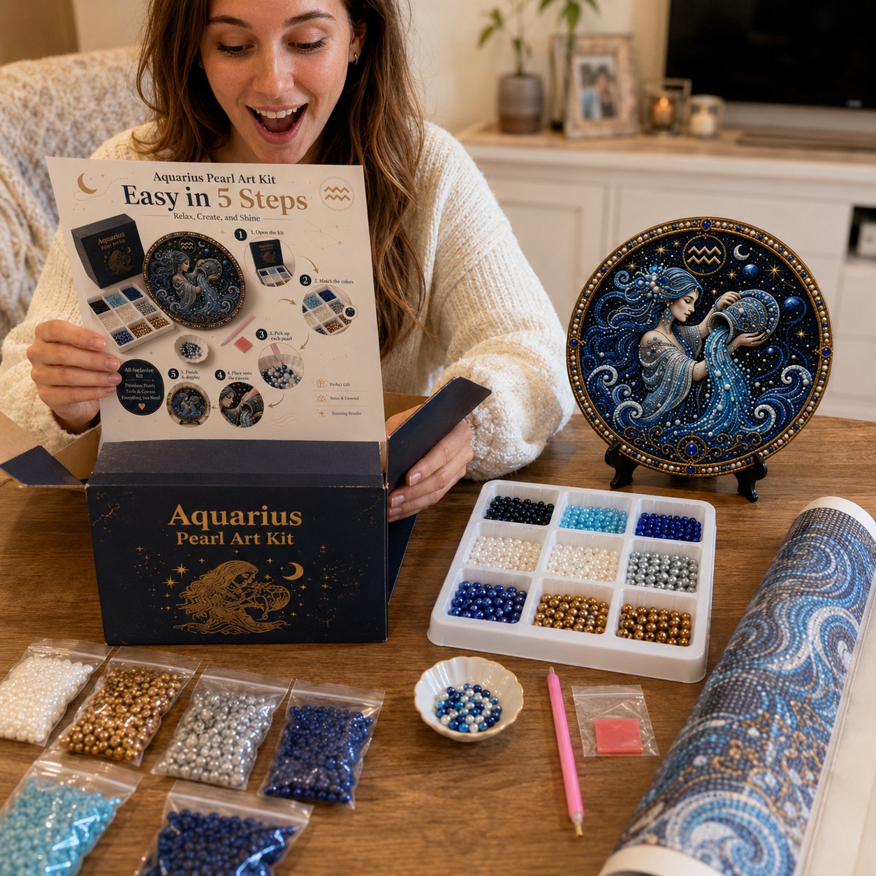 🔥Last Day 49% OFF - 12 Zodiac Signs Pearl Art Kit ♈🌙