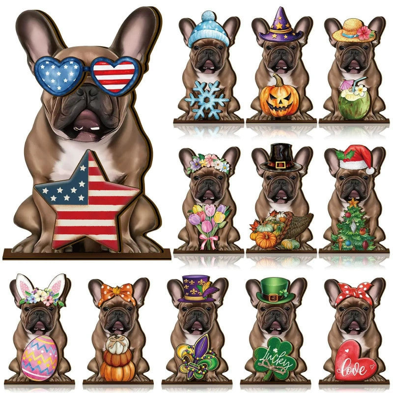 🐾LAST DAY 50% OFF - Interchangeable Seasonal Animal Wooden Decor Set