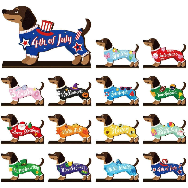 🐾LAST DAY 50% OFF - Interchangeable Seasonal Animal Wooden Decor Set