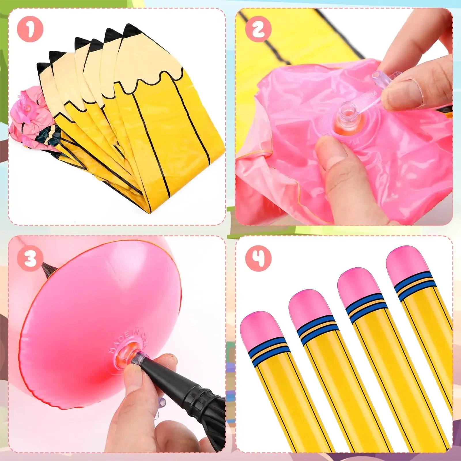 🎈 ✏️Back to School Classroom Decoration- Giant Inflatable Pencil Balloons Set for First Day Party & Photo Props