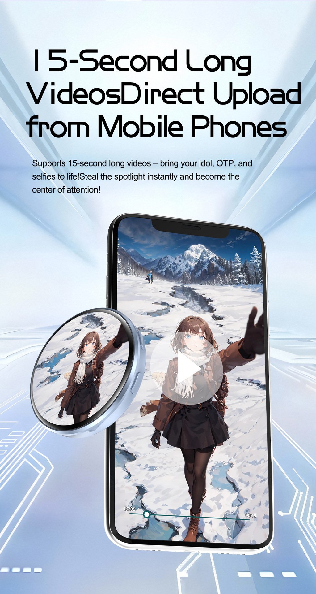 Digital Badge Photo Video GIF Display Screen Pins Pixel Touchscreen Lightweight 500mAh