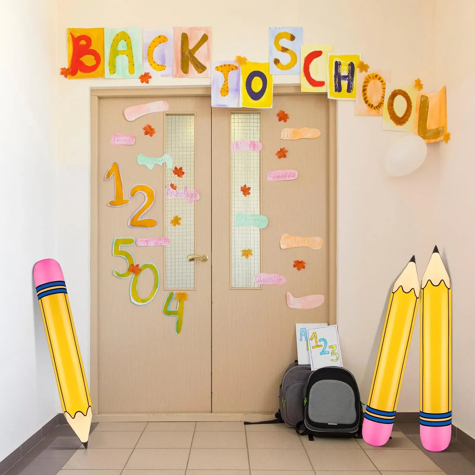 🎈 ✏️Back to School Classroom Decoration- Giant Inflatable Pencil Balloons Set for First Day Party & Photo Props