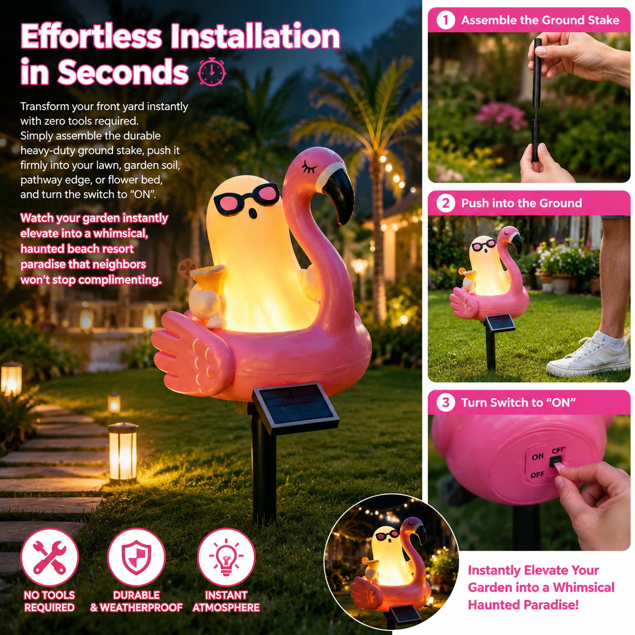 Solar Halloween Ghost Garden Stake Lights