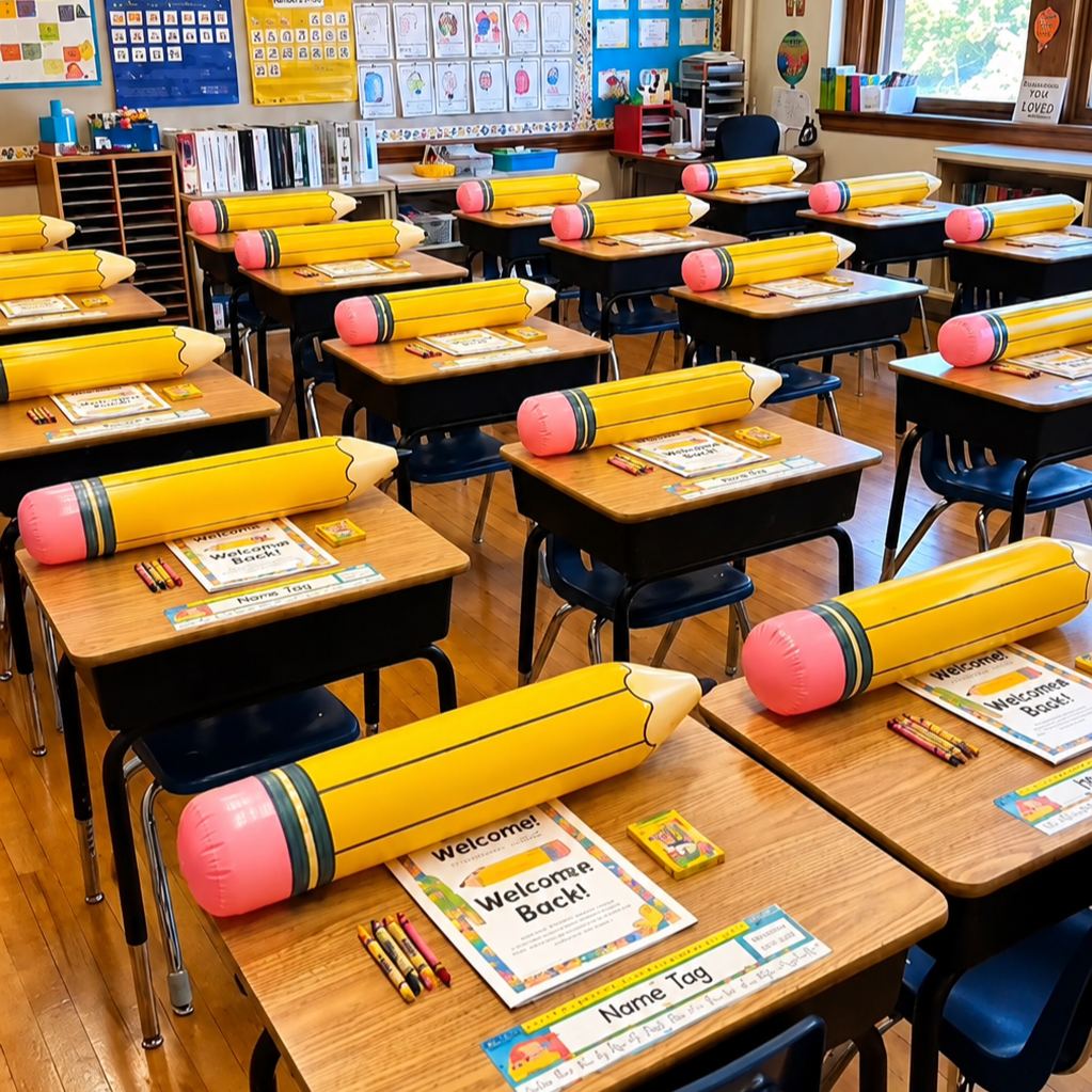 🎈 ✏️Back to School Classroom Decoration- Giant Inflatable Pencil Balloons Set for First Day Party & Photo Props