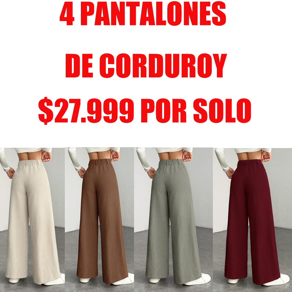 Nuevos pantalones de pana de corte ancho, cintura alta y corte holgado: pantalones largos informales para mujer