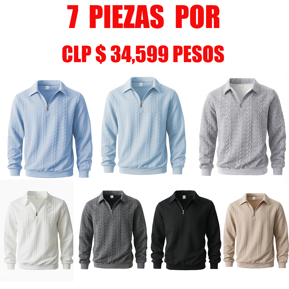 Conjuntos de primavera para hombre: sudadera de punto de cuello alto y manga larga para el día a día
