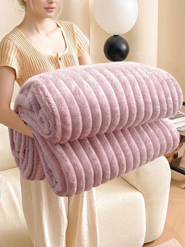Frazada Aborregada Con Tamaño Matrimonial, Peluche Grande Y Súper Suave A Rayas - Súper Amigable Con La Piel, Transpirable, Ligera, Suave Y Cómoda Y Ideal Para Dormitorio, Decoración Hogar, Otoño, Navidad Y Habitación (180*200CM)