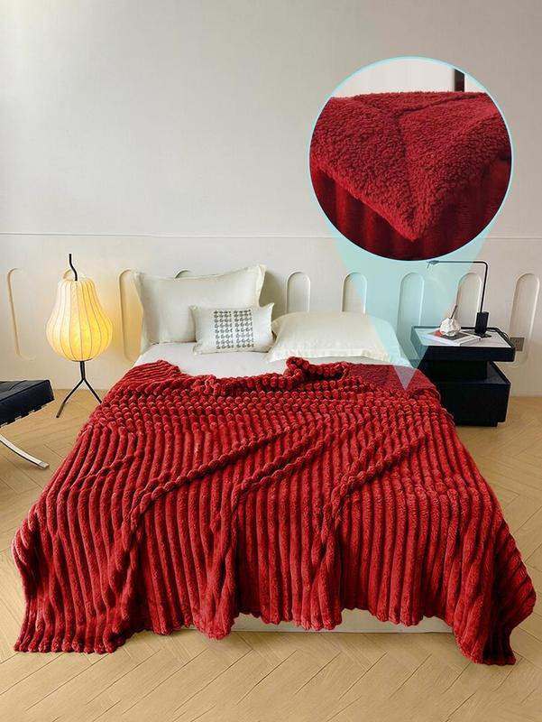Frazada Aborregada Con Tamaño Matrimonial, Peluche Grande Y Súper Suave A Rayas - Súper Amigable Con La Piel, Transpirable, Ligera, Suave Y Cómoda Y Ideal Para Dormitorio, Decoración Hogar, Otoño, Navidad Y Habitación (180*200CM)