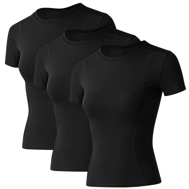 Camisetas de entrenamiento para mujer, paquete de 3, camiseta de compresión atlética, ajuste seco, yoga, gimnasio, camisetas básicas