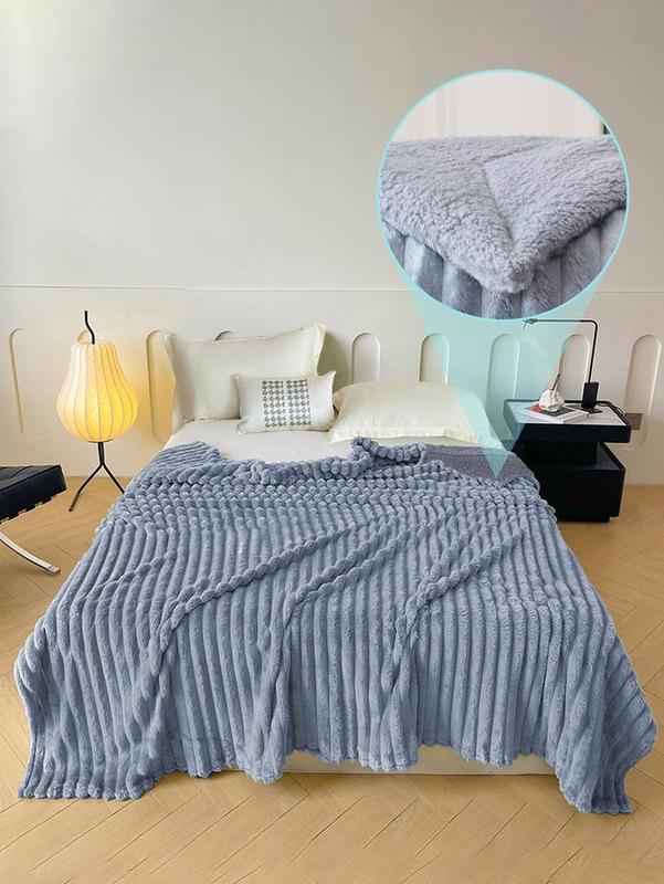 Frazada Aborregada Con Tamaño Matrimonial, Peluche Grande Y Súper Suave A Rayas - Súper Amigable Con La Piel, Transpirable, Ligera, Suave Y Cómoda Y Ideal Para Dormitorio, Decoración Hogar, Otoño, Navidad Y Habitación (180*200CM)