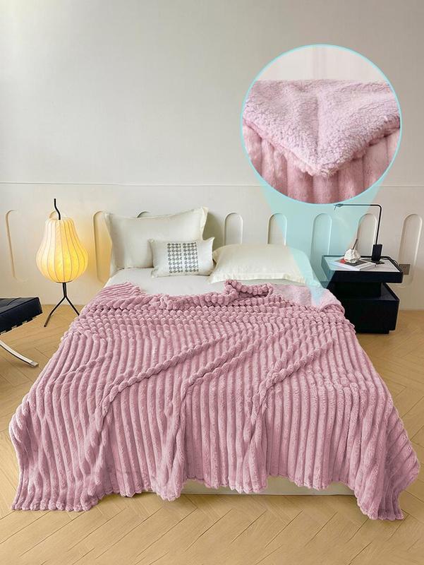 Frazada Aborregada Con Tamaño Matrimonial, Peluche Grande Y Súper Suave A Rayas - Súper Amigable Con La Piel, Transpirable, Ligera, Suave Y Cómoda Y Ideal Para Dormitorio, Decoración Hogar, Otoño, Navidad Y Habitación (180*200CM)