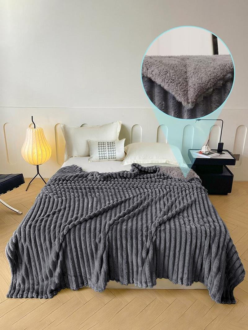 Frazada Aborregada Con Tamaño Matrimonial, Peluche Grande Y Súper Suave A Rayas - Súper Amigable Con La Piel, Transpirable, Ligera, Suave Y Cómoda Y Ideal Para Dormitorio, Decoración Hogar, Otoño, Navidad Y Habitación (180*200CM)