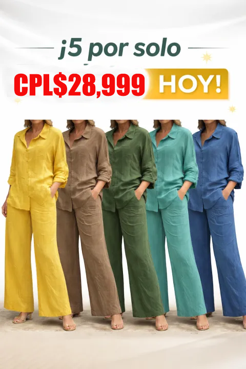Conjunto de camisa lisa y pantalones de pierna ancha para mujer