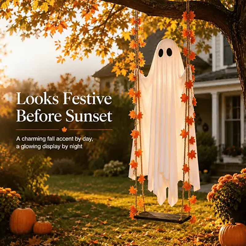 🔥Last Day 50% Off - 71'' Spooky Hanging Ghost Porch Swing Ornament