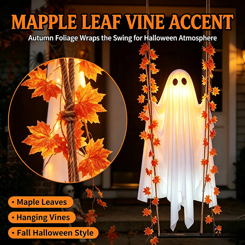 🔥Last Day 50% Off - 71'' Spooky Hanging Ghost Porch Swing Ornament