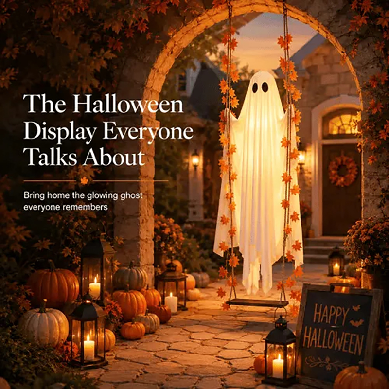 🔥Last Day 50% Off - 71'' Spooky Hanging Ghost Porch Swing Ornament