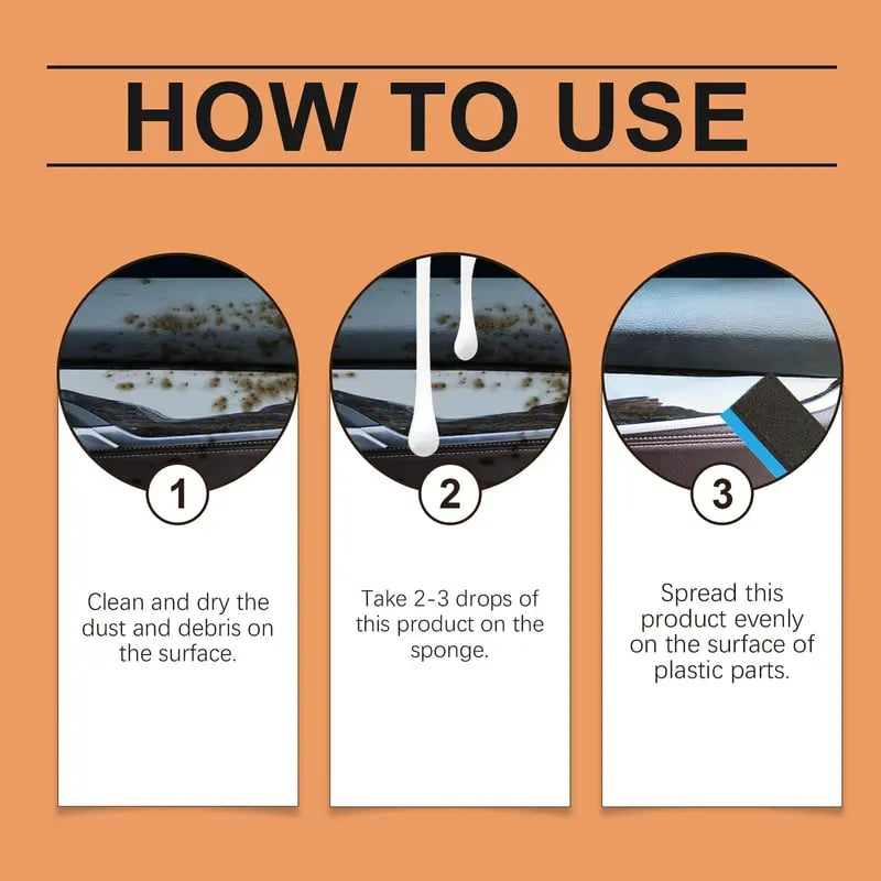 Automotive Plastic & Trim Restorer – Interior & Exterior Revitalizer with Applicator Pad