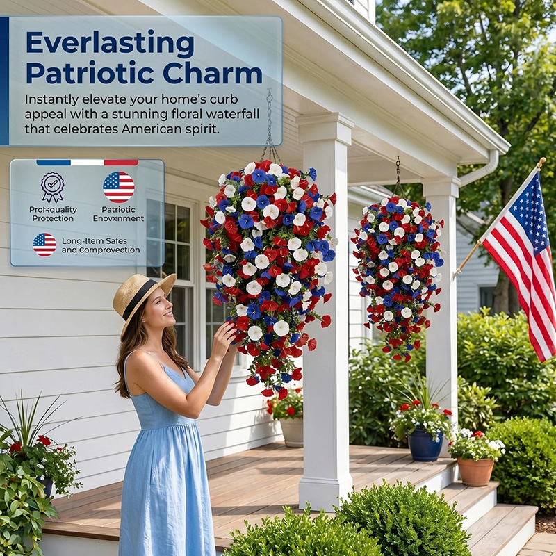 🎉patriotic Hanging Flower Baskets