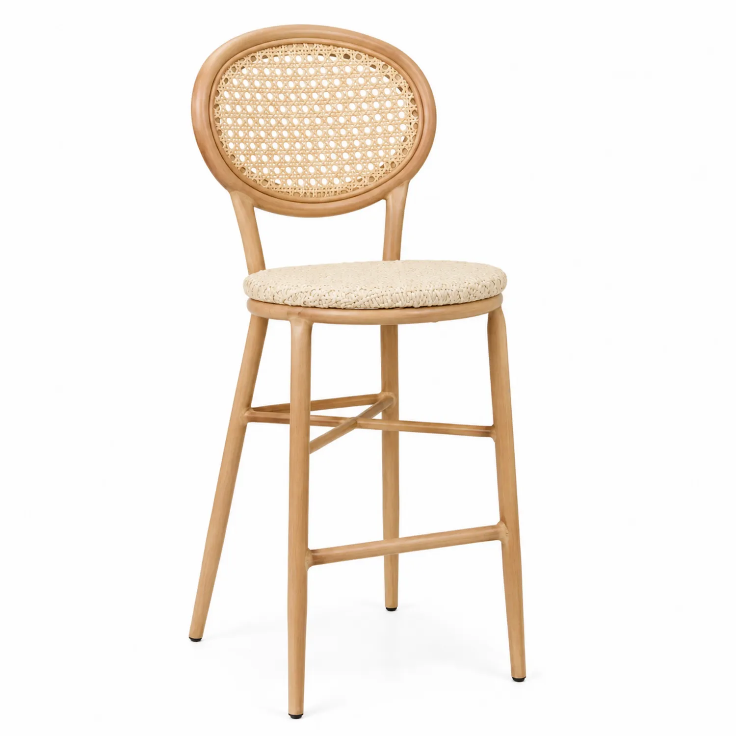 Hoker kuchenny z drewna bukowego z rattanowym siedziskiem-Homegloweu