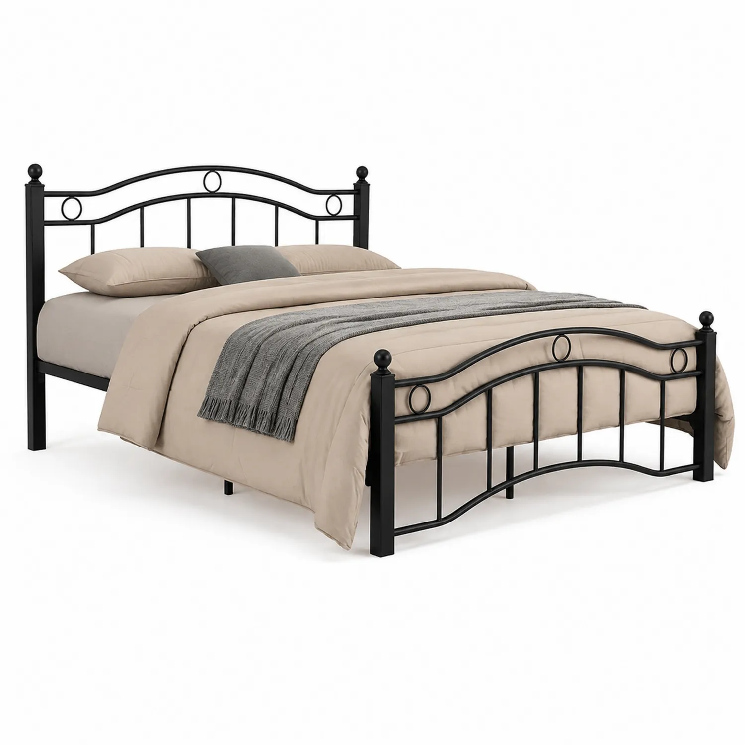 Łóżko metalowe czarne 200x160 cm z pościelą-Homegloweu