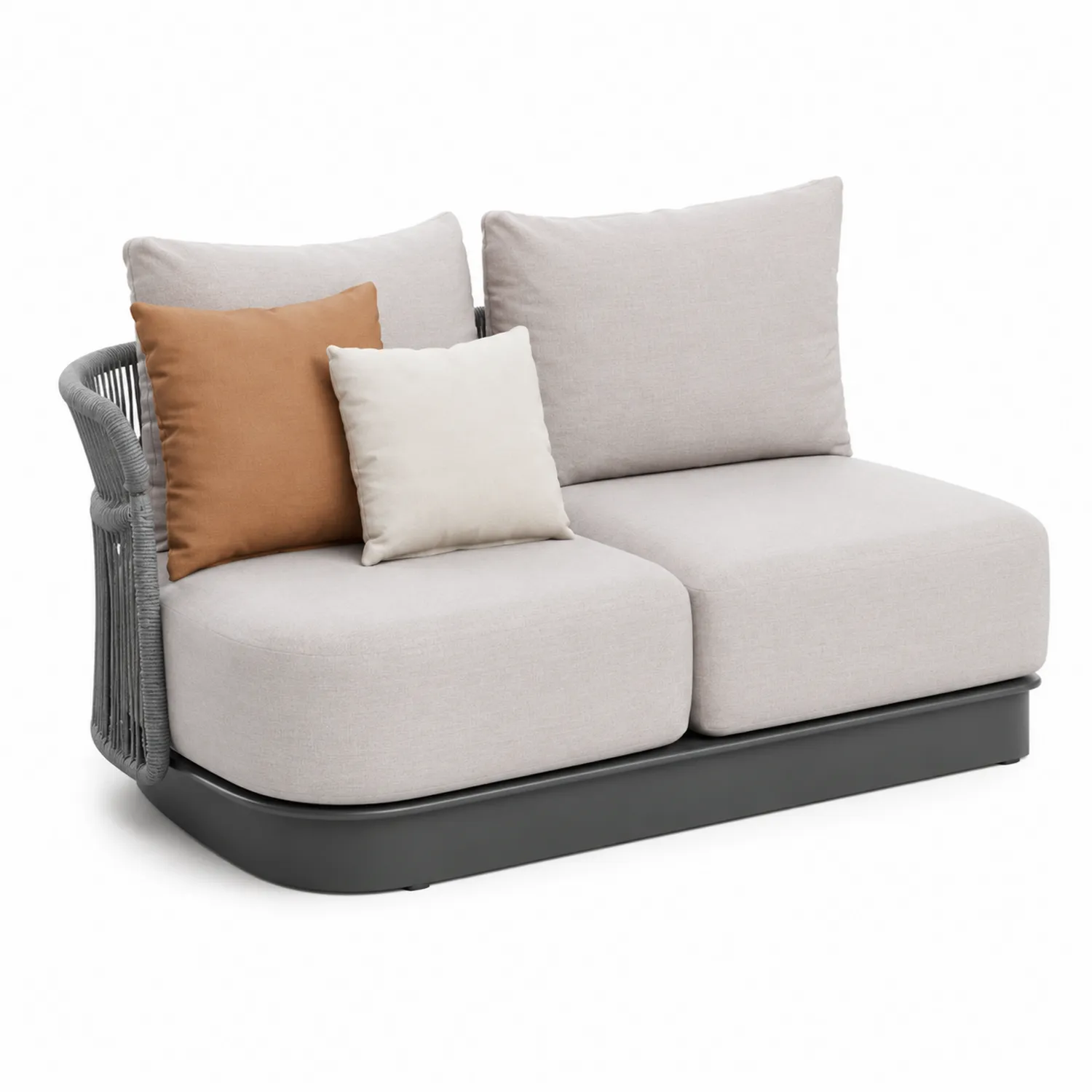 Dwuosobowa sofa modułowa z poduszkami - tkanina, lina, metal, 140x75x85 cm-Homegloweu