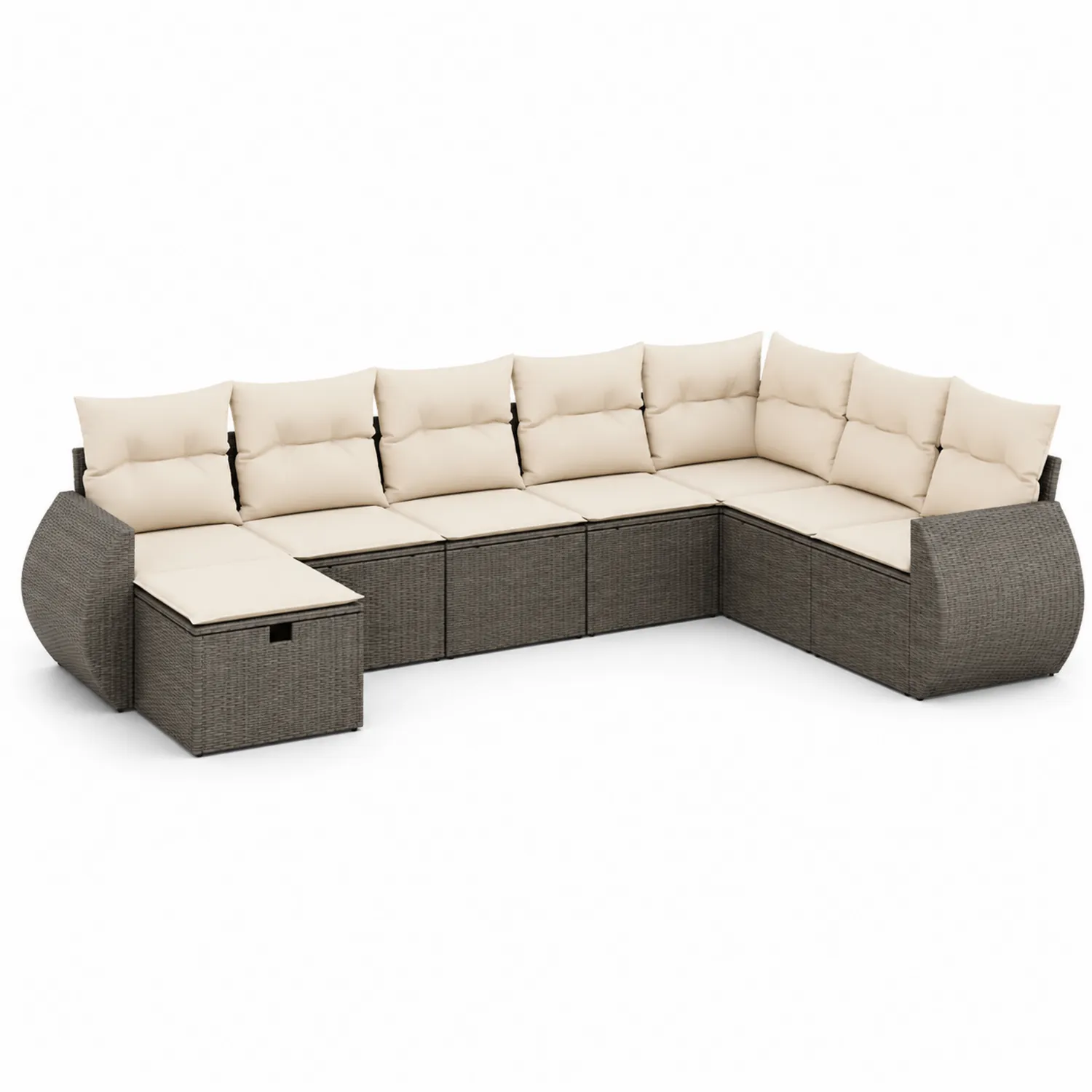 Narożna sofa ogrodowa z technorattanu z poduszkami beżowa-Homegloweu