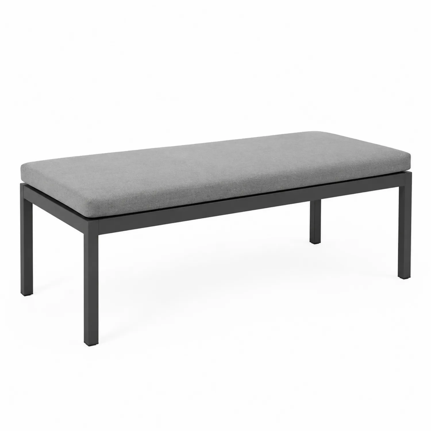 Ławka metalowa z szarą poduszką 120x45x40 cm-Homegloweu