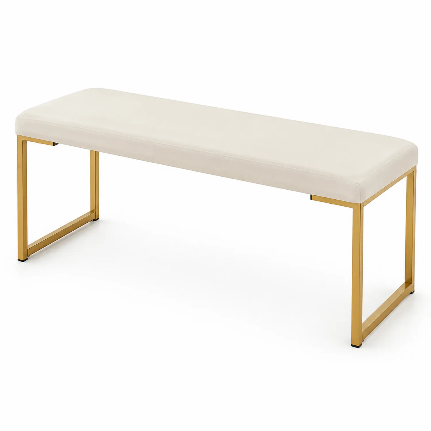Ławka metalowa z kremową ekoskórą 120cm-Homegloweu