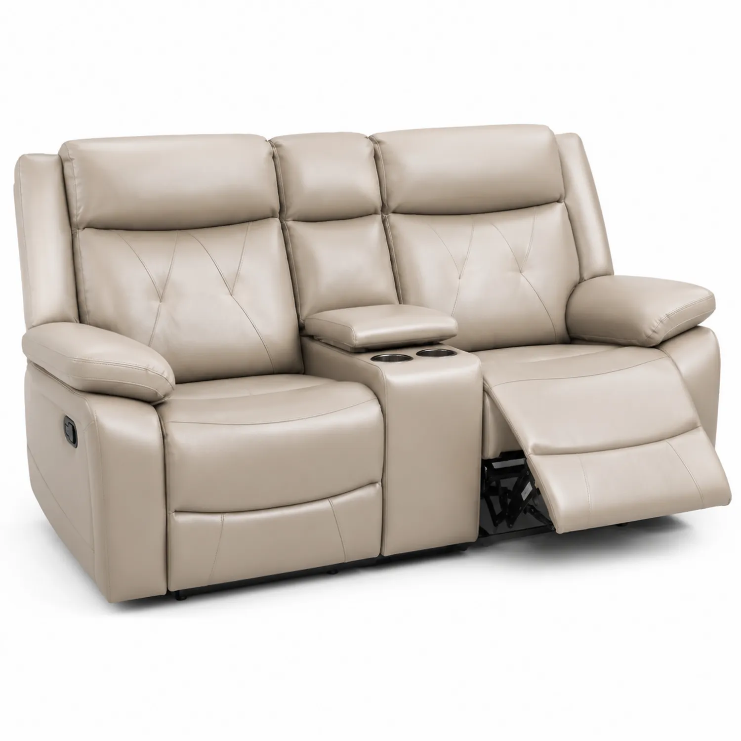 Sofa Rozkładana 2-osobowa z Ekoskóry Beżowa-Homegloweu