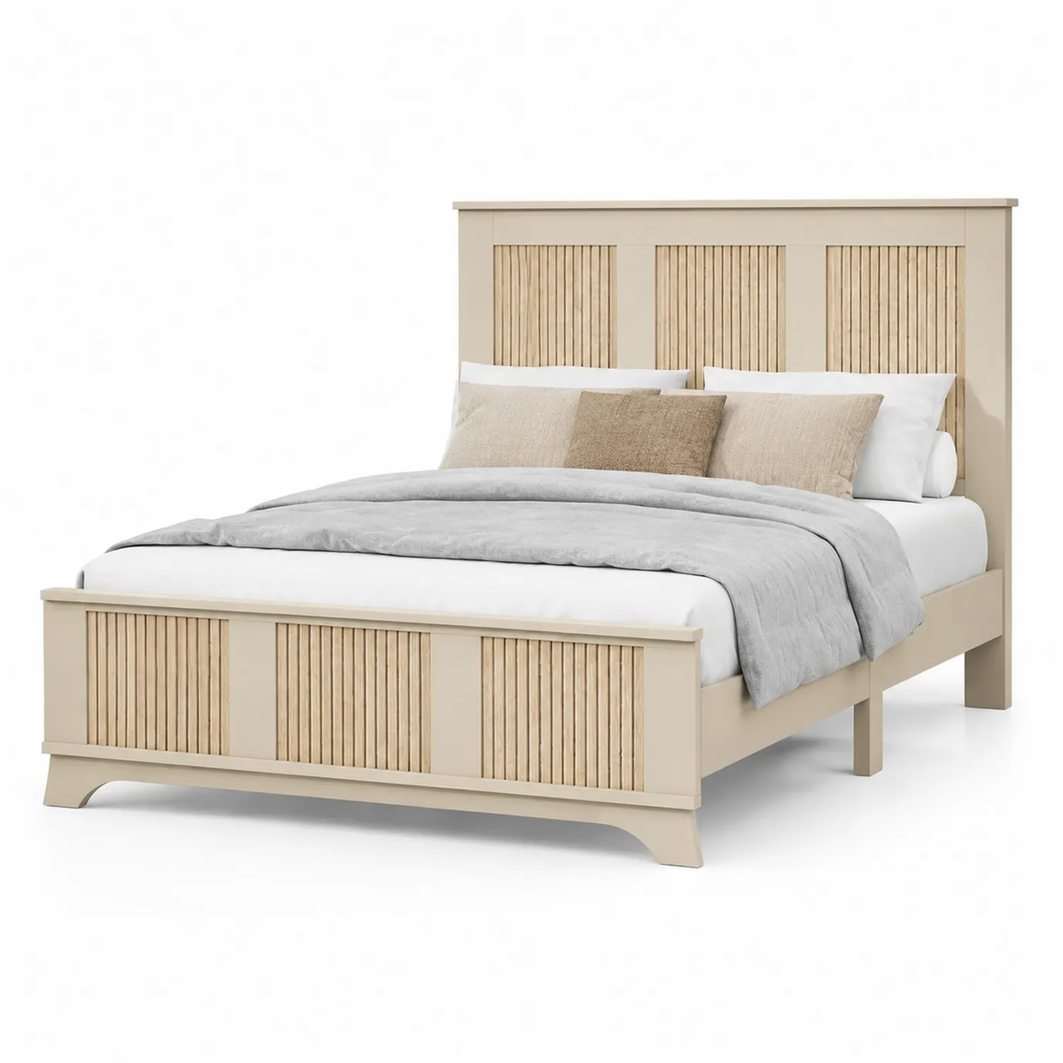 Łóżko drewniane dwuosobowe beżowe z MDF 200x160 cm-Homegloweu
