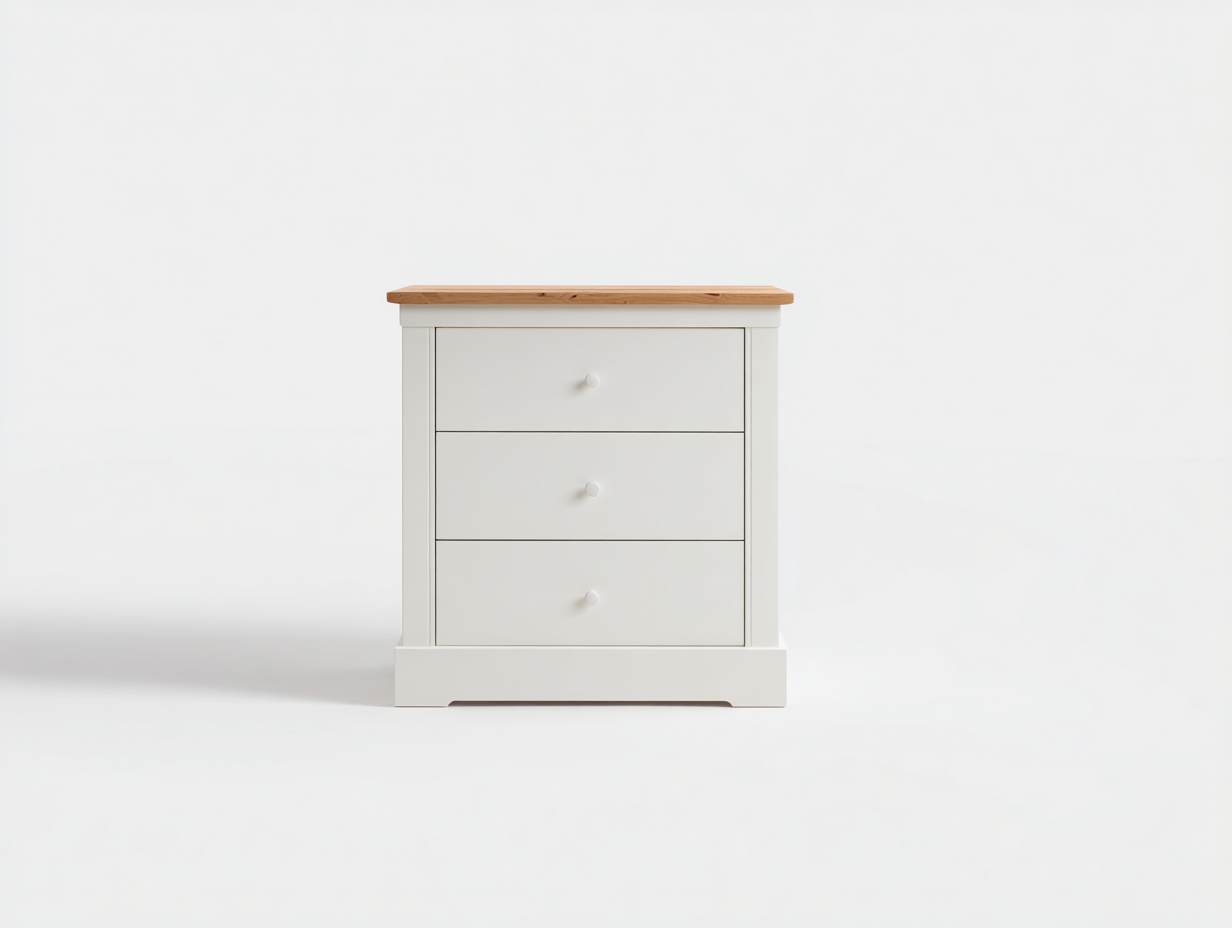 Nachttisch Holzwerkstoff mit 3 Schubladen 45x40x55 cm - Weiß-Eiche - Modernes Design für Schlafzimmer-Oakuplab