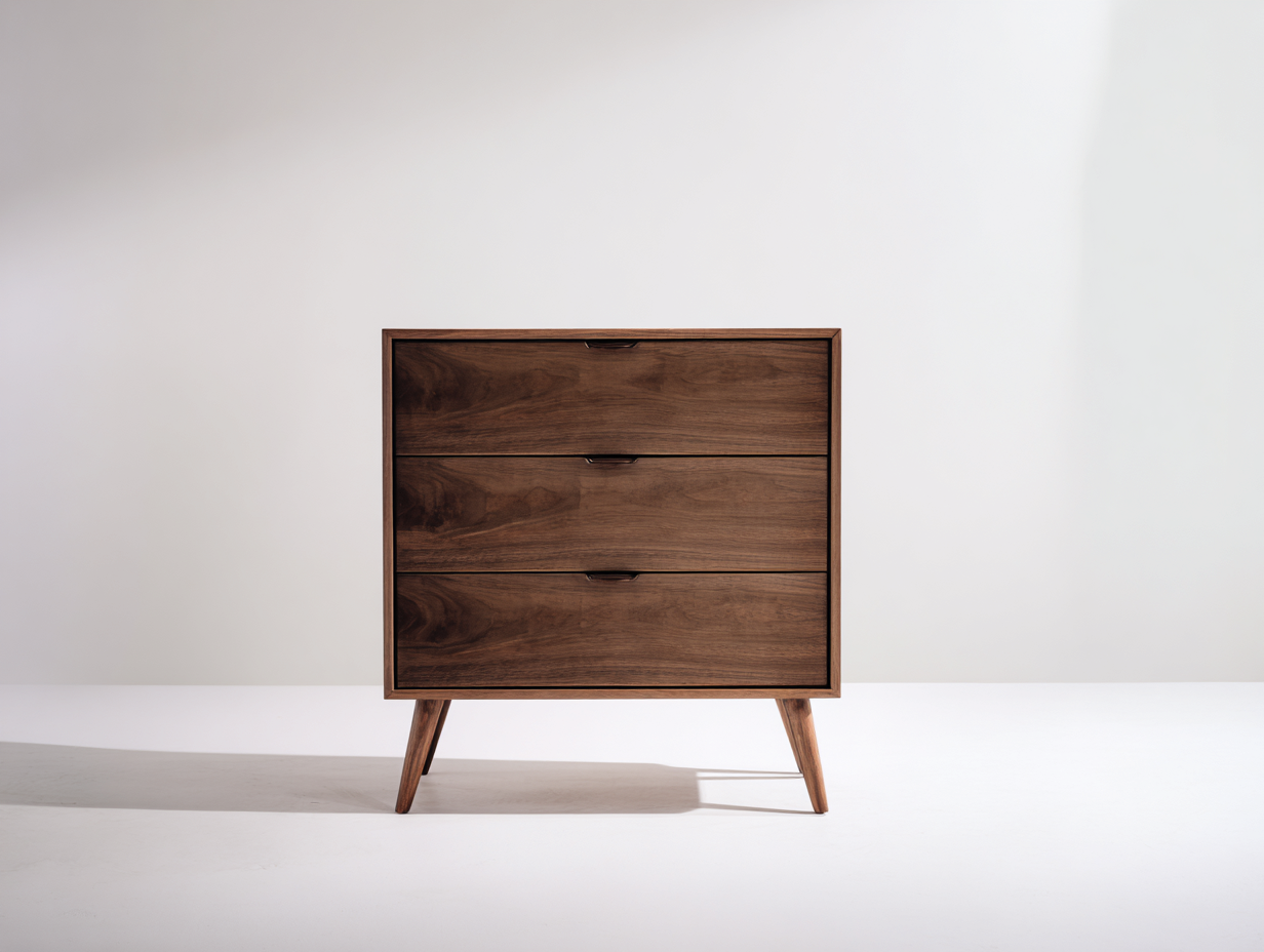 Nachttisch Massivholz mit 3 Schubladen 50x40x60 cm - Dunkelbraun - Retro Design für Schlafzimmer-Oakuplab