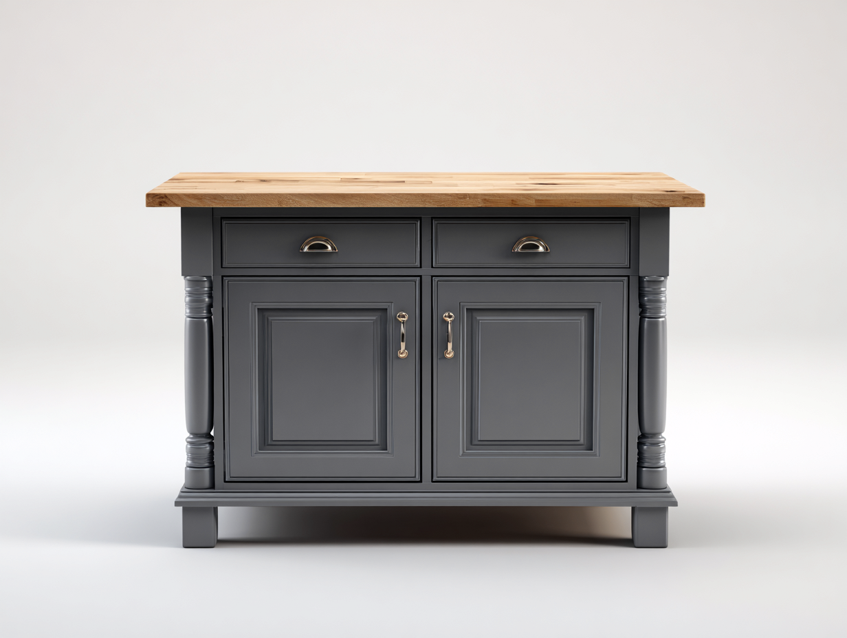 Sideboards Holzwerkstoff mit Arbeitsplatte und Stauraum 110x60x90 cm - Grau-Eiche - Klassisches Design für Esszimmer-Oakuplab