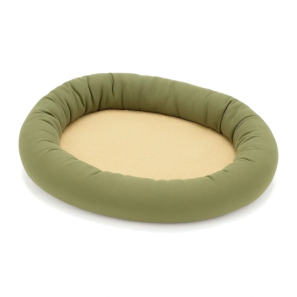 Ovales Hundebett aus Baumwollstoff Grün/Beige-decorinspiredhub