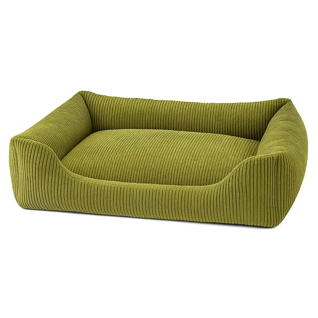 Cord-Hundebett Grün 90cm x 60cm x 25cm-decorinspiredhub