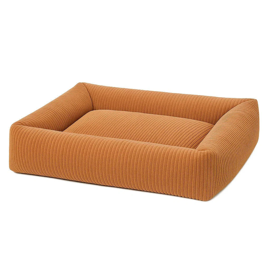 Hundebett aus Cordstoff Orange 90x60x20 cm-decorinspiredhub