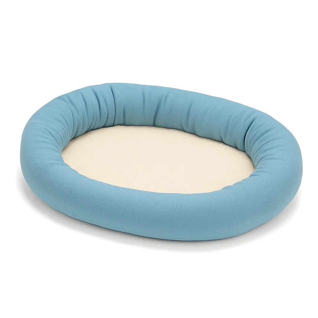 Hundebett Oval Stoff Blau/Beige-decorinspiredhub