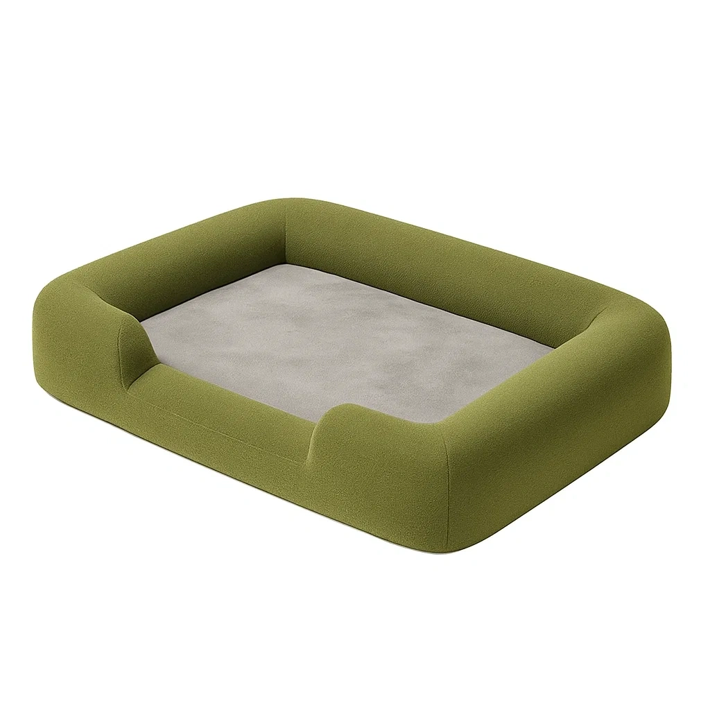 Hundebett Rechteckig Olivgrün Grau Mikrofaser-decorinspiredhub