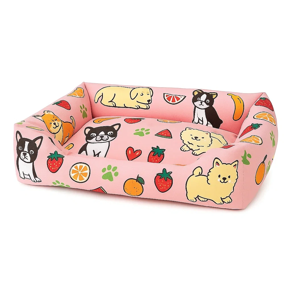 Haustierbett Baumwolle Cartoon-Muster Rosa 70x50x20cm-decorinspiredhub
