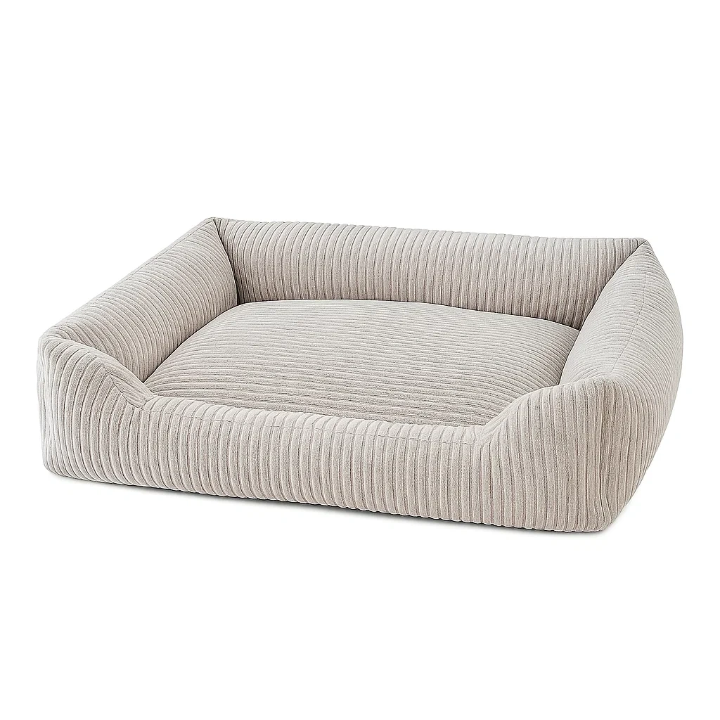 Rechteckiges Hundebett Cordstoff Beige 90x70x20 cm-decorinspiredhub