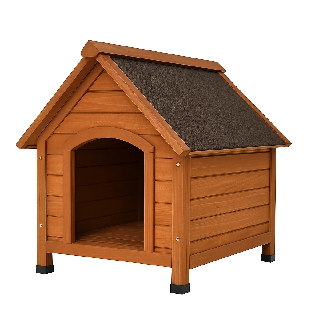 Holz Hundehütte mit Satteldach, Kiefernholz, 75x90x75 cm, Braun/Schwarz-decorinspiredhub
