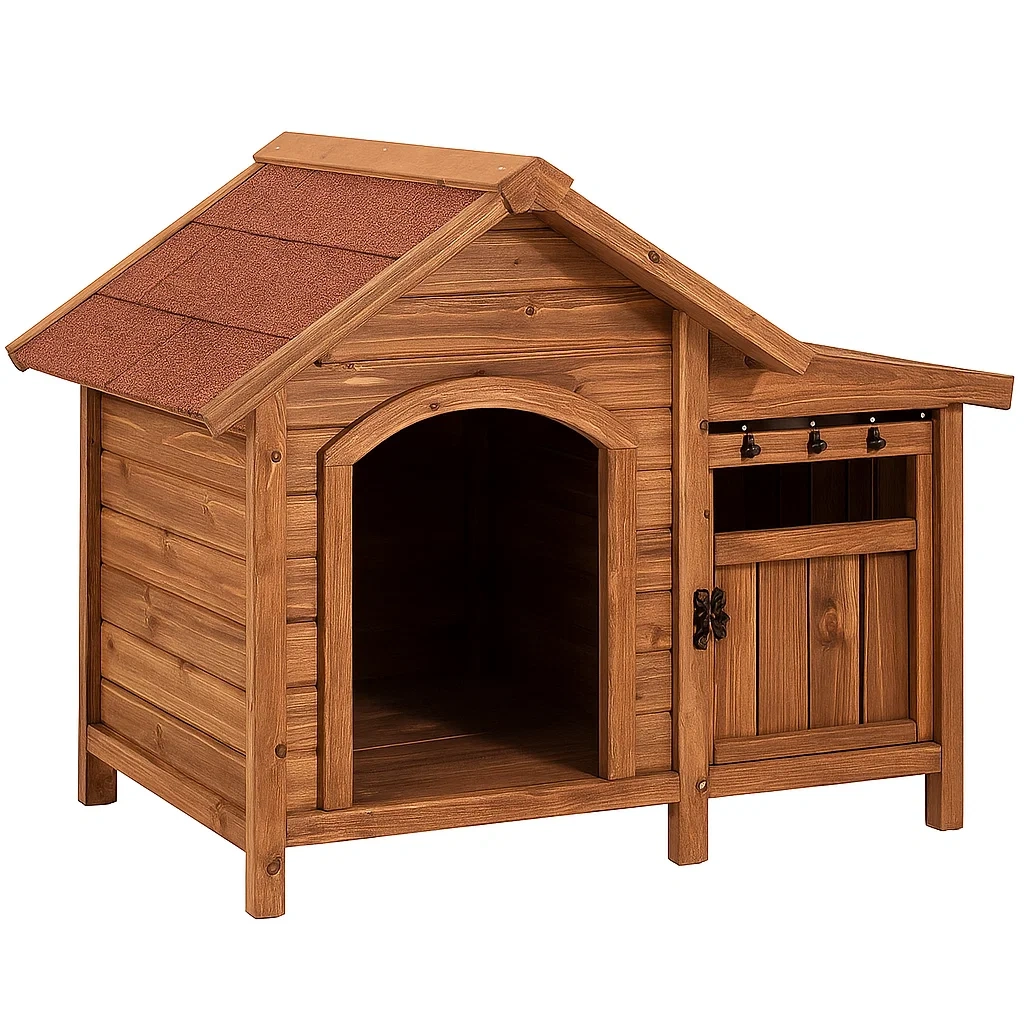 Hundehütte aus Tannenholz mit Seitenfenster und Tür 90x70x75cm-decorinspiredhub