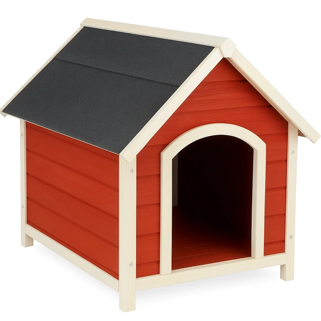 Hundehütte Holz Rot/Beige mit Bitumendach 85x75x80 cm-decorinspiredhub